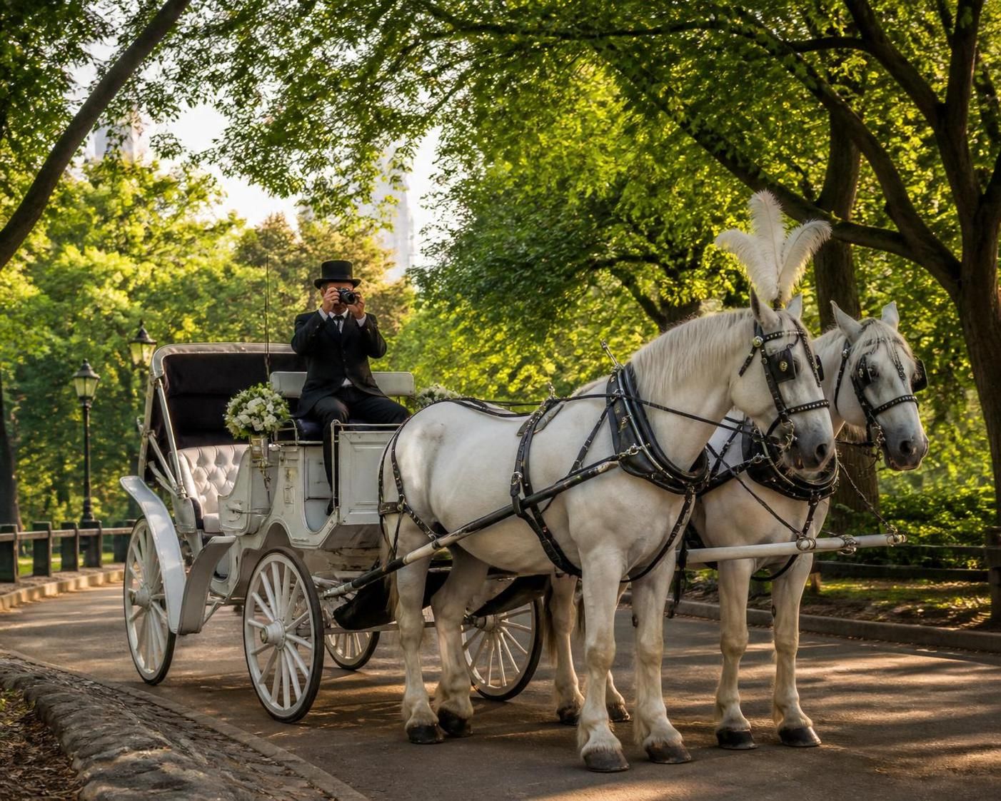 à central park, un cocher s’arrête brièvement pour une photo, mais un passager de 18 ans est victime d’un incident inattendu. découvrez les détails de cette scène surprenante.