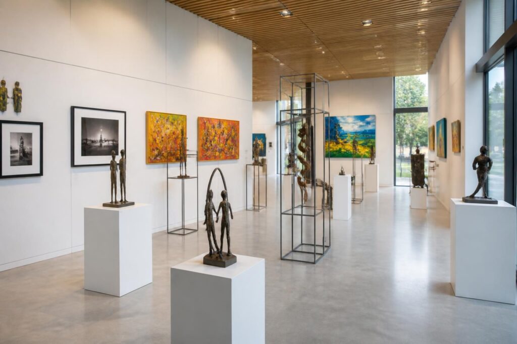 découvrez à saint-jouan-des-guérets une exposition unique alliant photographies, peintures, œuvres en métal et sculptures à l’estra, pour une expérience artistique captivante et variée.